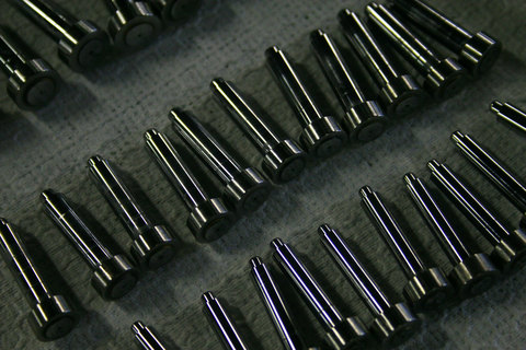 Rows of precision-machined metal pins